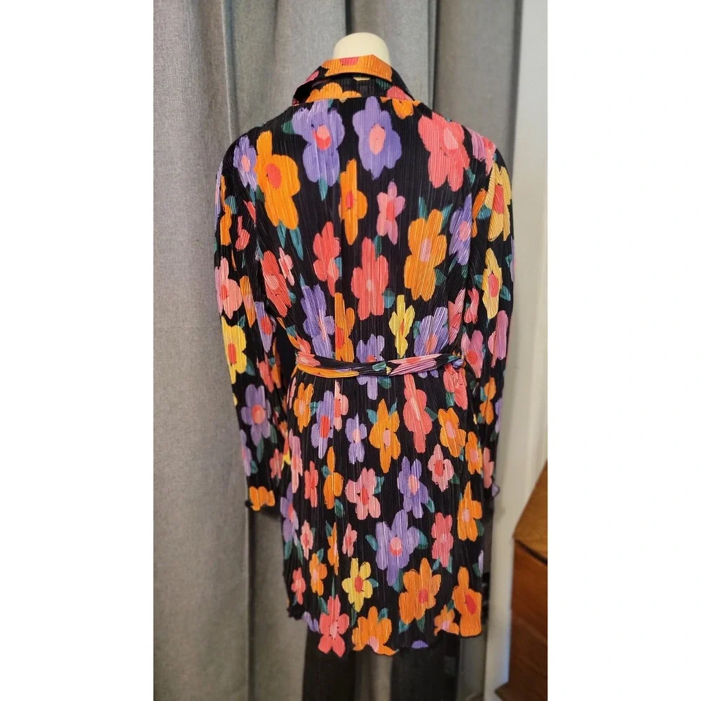 Peppermayo‎ Flower Power Colorful Bell Sleeve Blouse Crunch Pleat Sz 4 Hippie